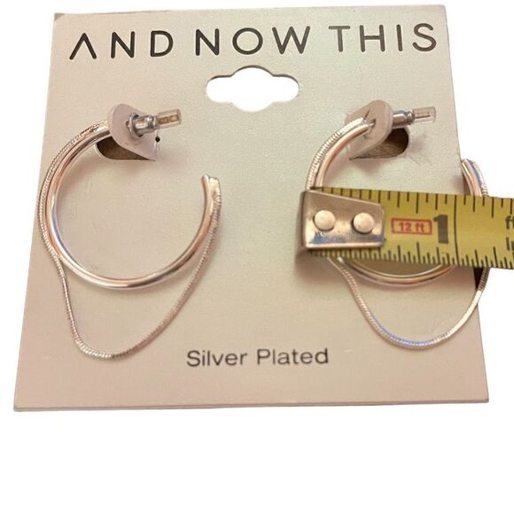 NWT
And Now This silver plate chain C hoop earrings - Picture 3 of 4